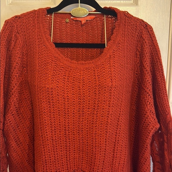 Modcloth Orange Crew Neck Sweater with Lace Detail - Picture 2 of 8